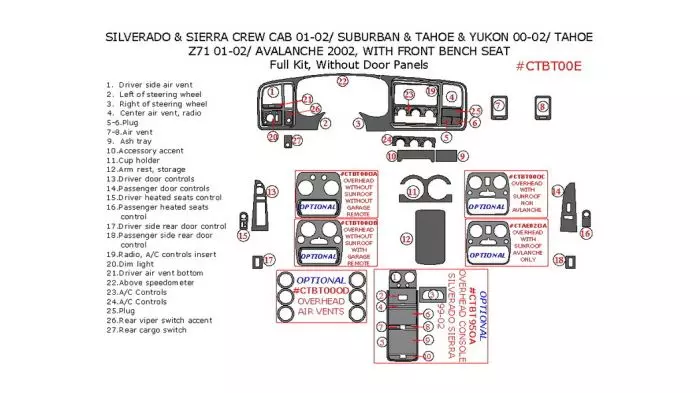 1999 chevy hotsell tahoe interior parts