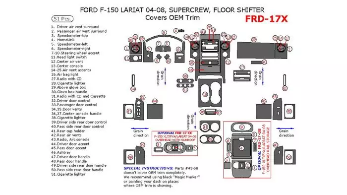 Ford F 150 2004 2008 Interior Dash Kit