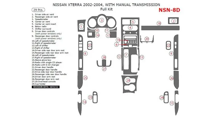 Nissan Xterra 2002-2004 interior dash kit, With Manual