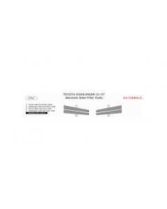 Toyota Highlander 2001-2007 stainless steel door pillar, 4 Pcs.