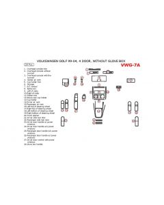 Volkswagen Golf 1999-2004 interior dash kit, 4 Door, Without Glove Box, 28 Pcs.