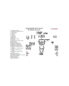 Volkswagen Jetta 1999-2005 interior dash kit, Without Glove Box, 30 Pcs.